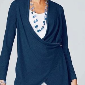 NWT Pure J.Jill Indigo V Neck Wrap Long Sleeve Super Soft And Comfortable NEW